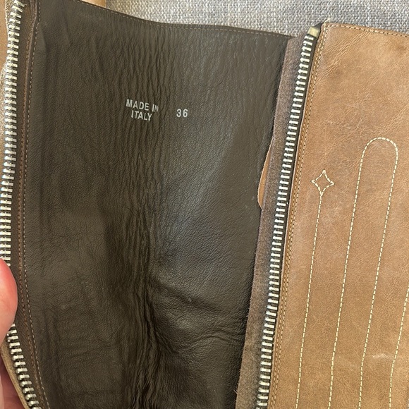 RARE Golden Goose Tan Distressed Side Zip Leather Western Riding Boots Size 36 - Picture 13 of 13